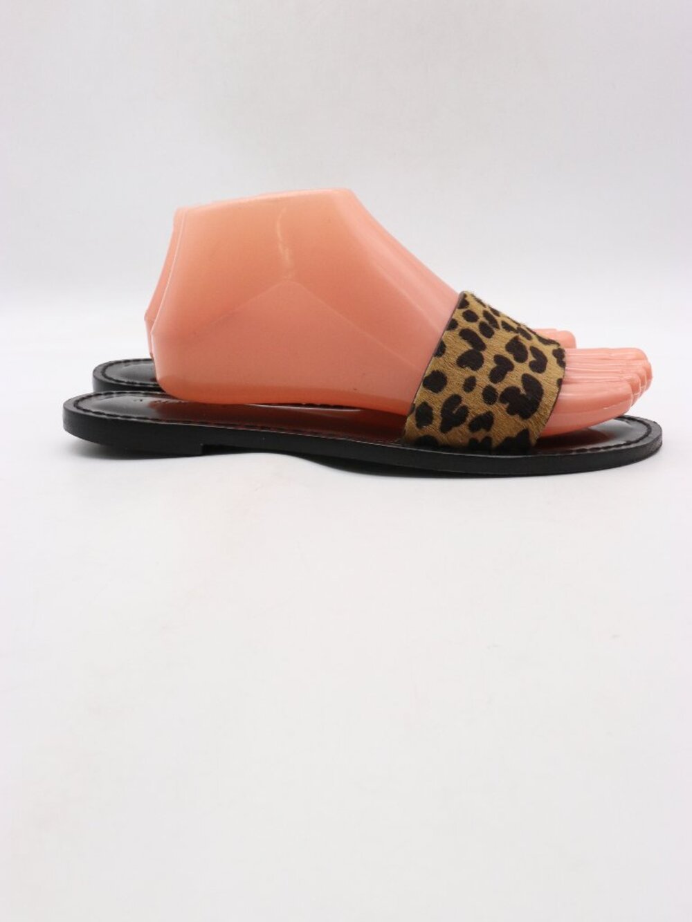 AMANU Leather & Leopard Pony Hair Sandals Women's Size 8 Slide Slip On Italy